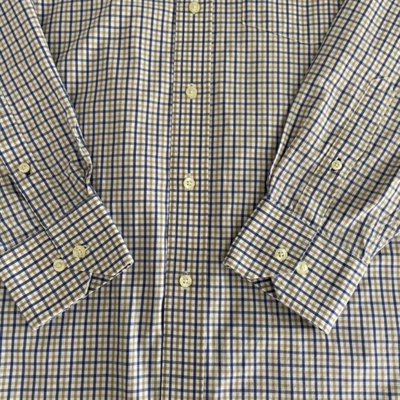 Tommy Hilfiger Ithaca LS Button Down Check Print Dress Shirt Blue Wht Tan Sz 15 - Picture 4 of 12